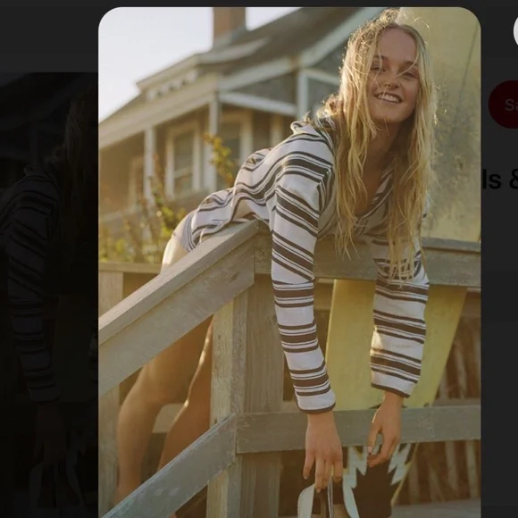 NEW Tory Burch Awning Stripe Linen Hoodie  – Size XS - Picture 3 of 12